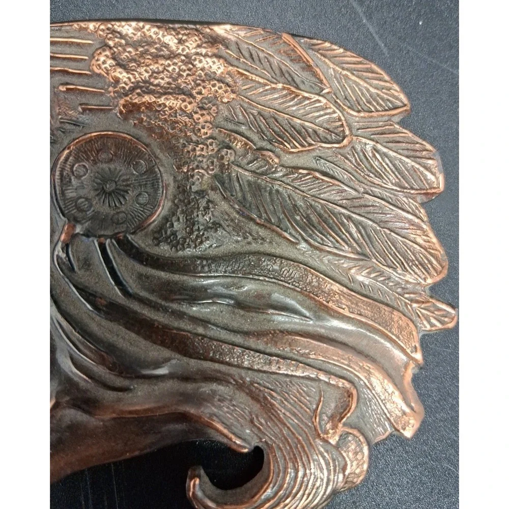 Native American Indian Warrior Chief Head Copper Tone Belt Buckle